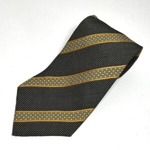 Giorgio Armani Silk Tie Mens OS Grey Gold Striped Italian Textured Formal
